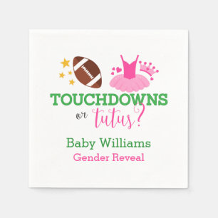 Touchdowns or Tutus Gender Reveal Party Napkin