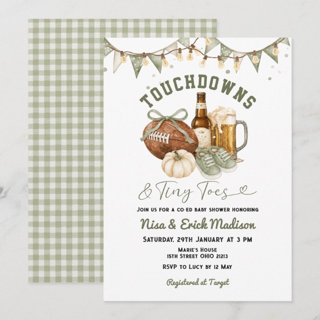 Touchdowns & Tiny Toes Football Baby Shower  Invitation (Front/Back)