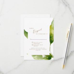 Touches of Spring Foliage Gold & White RSVP Card
