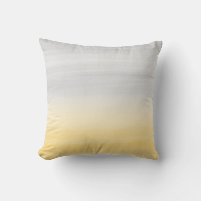 Touching Yellow Gray Watercolor Abstract #1 Cushion (Front)
