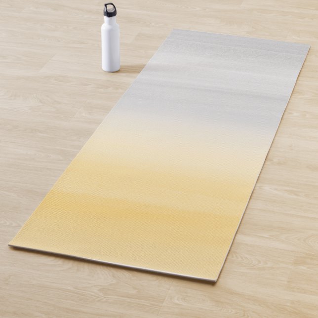 Touching Yellow Gray Watercolor Abstract #1 Yoga Mat (In Situ)