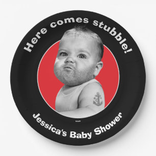 Tough Beared Baby Boy Paper Plate