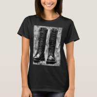 Tough Biker Black Lace Up Boots Drawing
