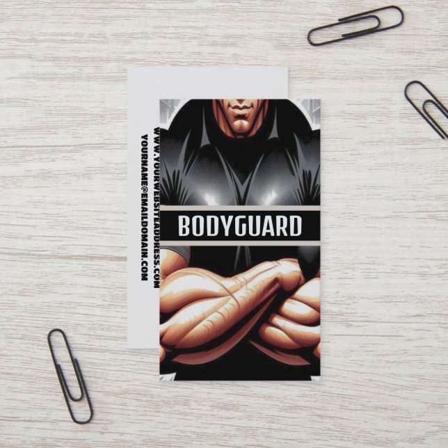 Tough Bodyguard With Big Muscles Business Card (Front/Back In Situ)