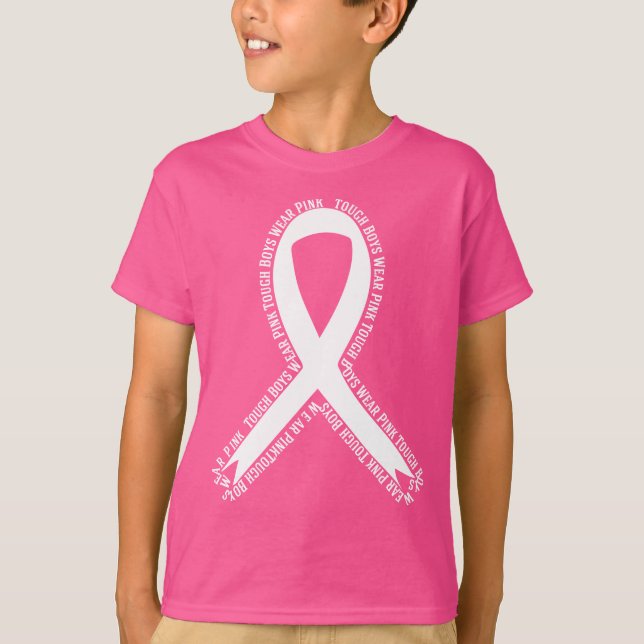 Tough Boys Wear Pink Breast Cancer Awareness T-Shirt (Front)