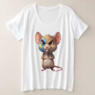 Tough Cartoon Mouse with Bandages – Cute Fighter D Plus Size T-Shirt
