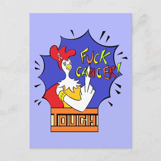 Tough Chick White Ribbon F**k Cancer Postcard (Front)