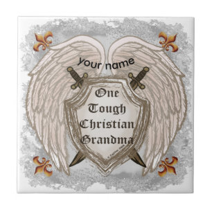 Tough Christian Grandma custom name  Tile