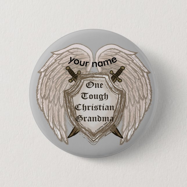 Tough Christian Grandma  pin button (Front)