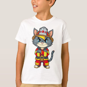 Tough Firefighter Cat – 90s Cartoon Style  T-Shirt