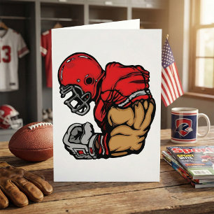 Tough Football Warrior Mascot Red Helmet Muscle  Card