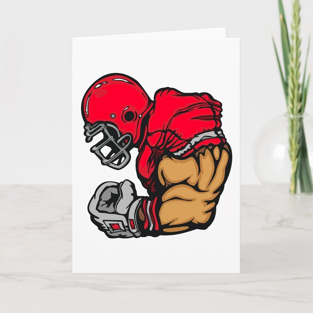 Tough Football Warrior Mascot Red Helmet Muscle  Card (Creator Uploaded)