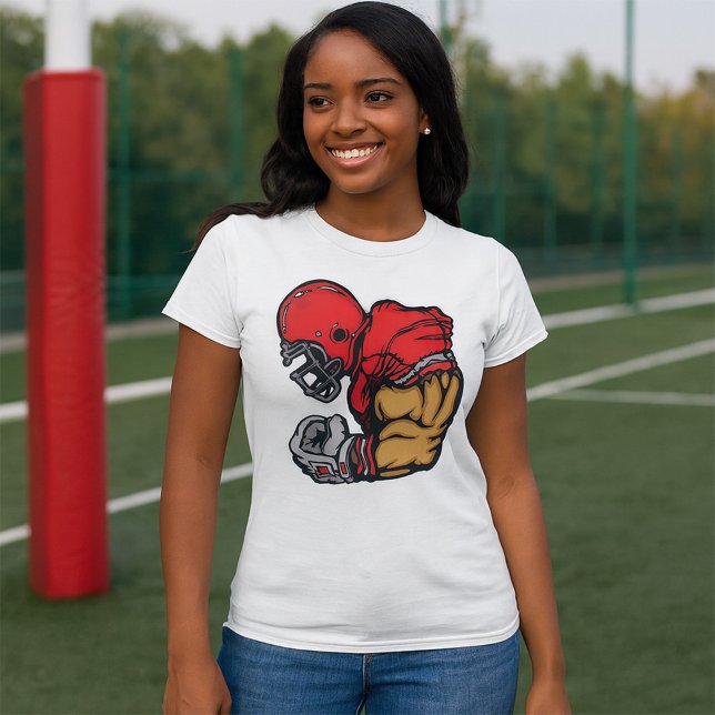 Tough Football Warrior Mascot Red Helmet Muscle  T-Shirt (Creator Uploaded)