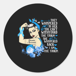 Tough Girl Ribbon I Am The Storm Diabetes Awarenes Classic Round Sticker