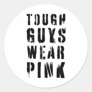 Tough Guys Wear Pink Vintage Pink Breast Cancer Aw Classic Round Sticker