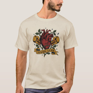 Tough Love Boxing Heart Rose Tattoo Flash Strong  T-Shirt
