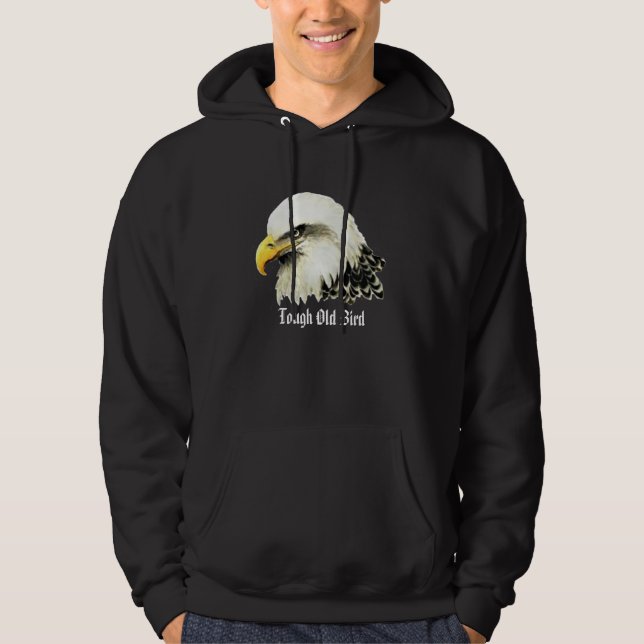 "Tough old Bird" Humour Watercolor Bald Eagle Bird Hoodie (Front)