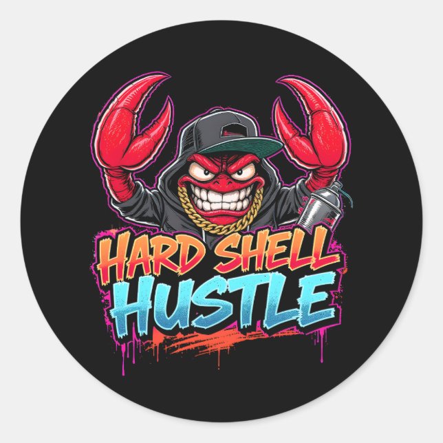 Tough Street Crab Graffiti Streetwear Design Classic Round Sticker (Front)