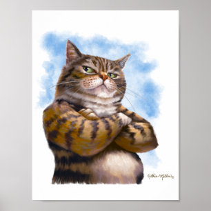 Tough Tabby Cat Cartoon Poster