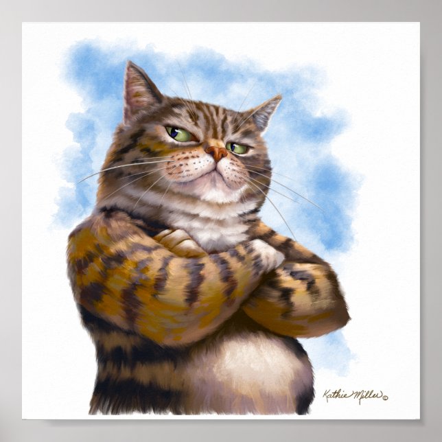 Tough Tabby Cat Cartoon Poster (Front)