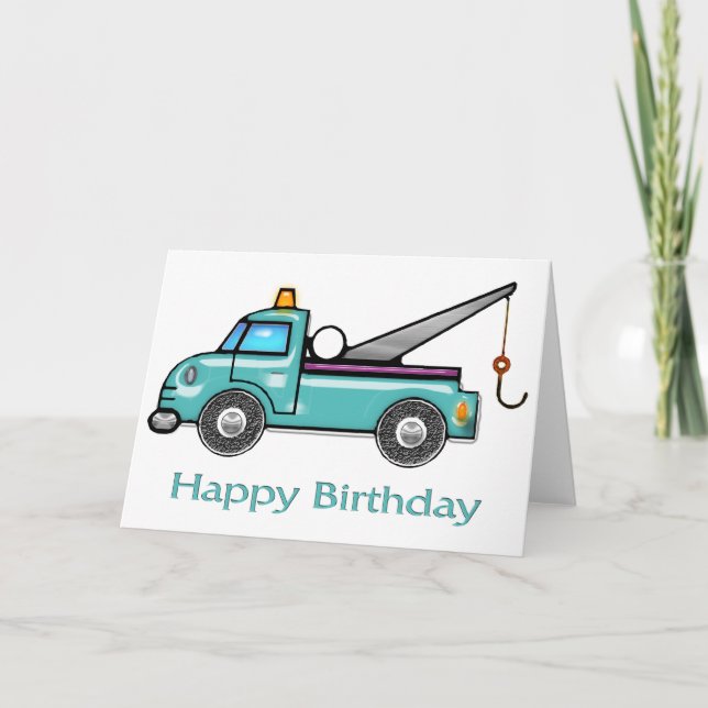 Tough Tow Truck Birthday Card (Front)