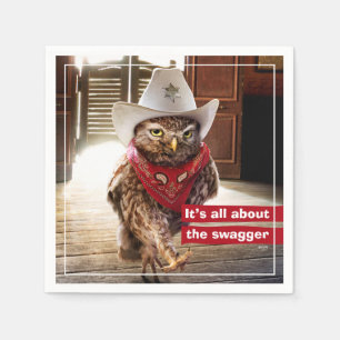 Tough Western Sheriff Owl with Attitude & Swagger Napkin
