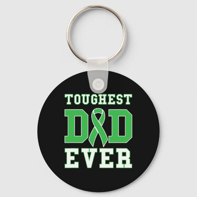 Toughest Dad Ever - Kidney Disease Green Awareness Key Ring (Front)