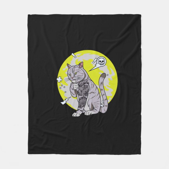 TOUGHT_CAT FLEECE BLANKET (Front)