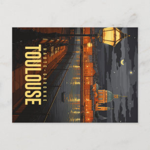 Toulouse at night postcard