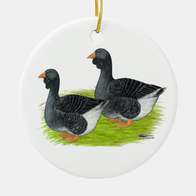 Toulouse Dewlap Geese Ceramic Tree Decoration (Front)