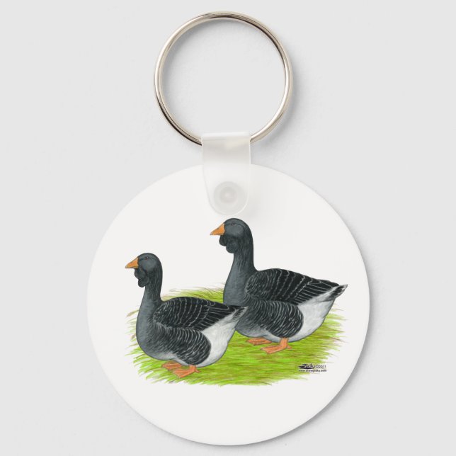 Toulouse Dewlap Geese Key Ring (Front)