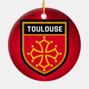 Toulouse Flag Ceramic Tree Decoration