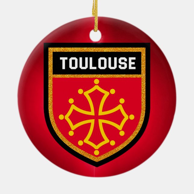 Toulouse Flag Ceramic Tree Decoration (Back)