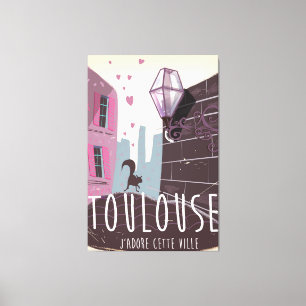 Toulouse France cartoon travel poster Canvas Print