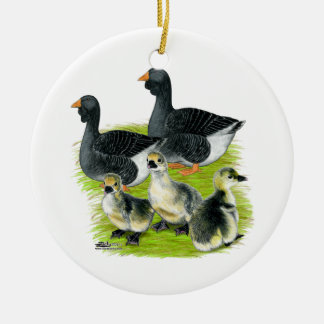 Toulouse Goose Family Ceramic Tree Decoration