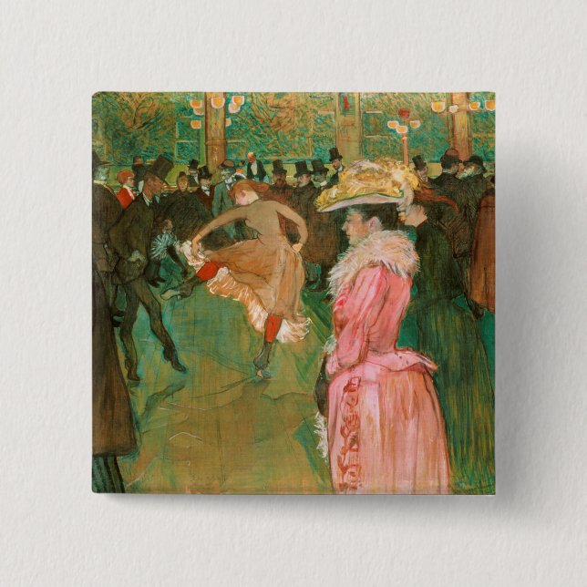 Toulouse-Lautrec - At the Rouge, The Dance 15 Cm Square Badge (Front)