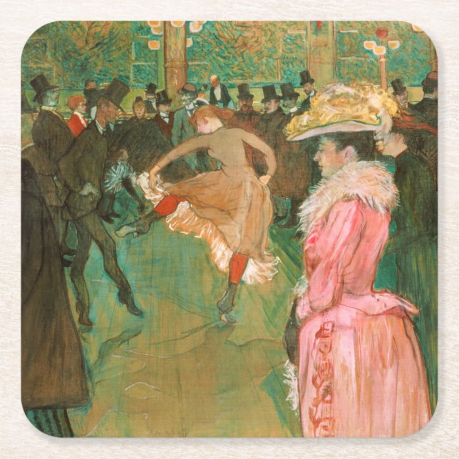 Toulouse-Lautrec - At the Rouge, The Dance Square Paper Coaster (Front)