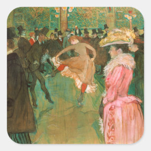 Toulouse-Lautrec - At the Rouge, The Dance Square Sticker