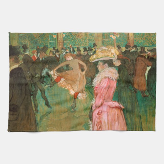 Toulouse-Lautrec - At the Rouge, The Dance Tea Towel (Horizontal)