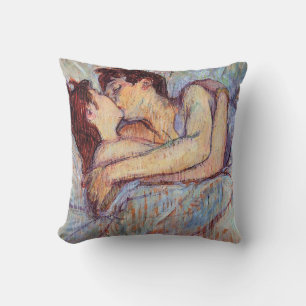 Toulouse Lautrec - In Bed The Kiss Lesbian Lovers Cushion