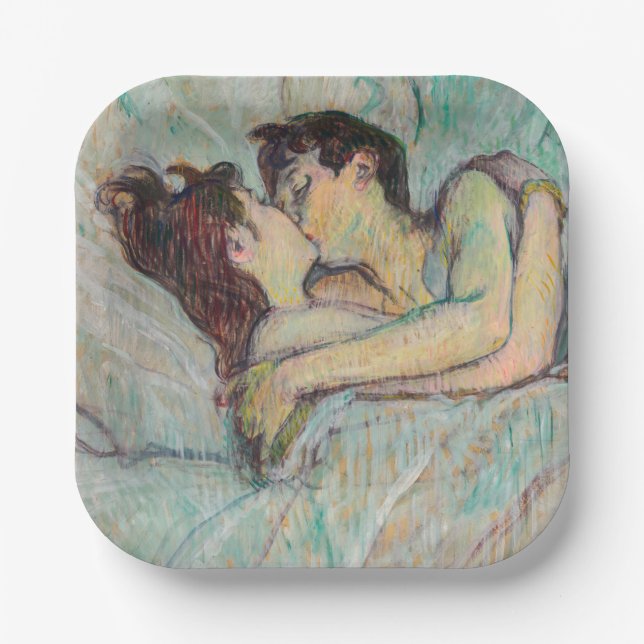 Toulouse-Lautrec - In Bed, The Kiss Paper Plate (Front)
