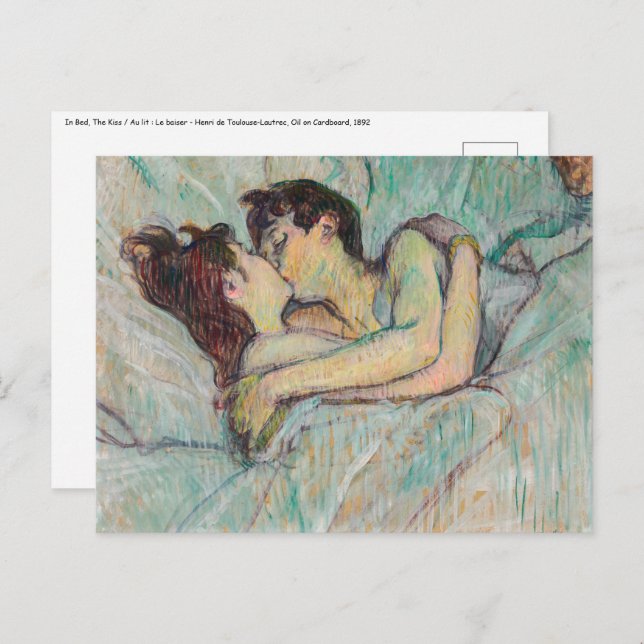 Toulouse-Lautrec - In Bed, The Kiss Postcard (Front/Back)