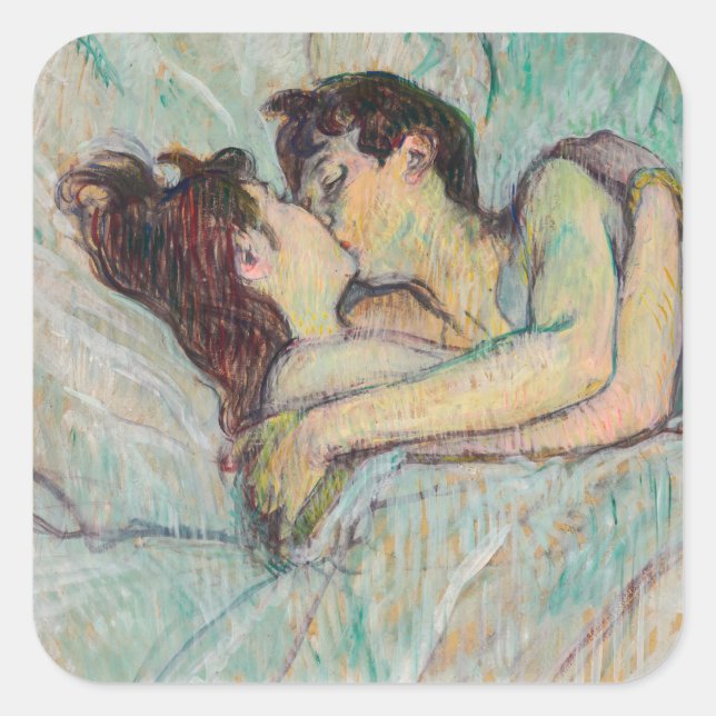 Toulouse-Lautrec - In Bed, The Kiss Square Sticker (Front)