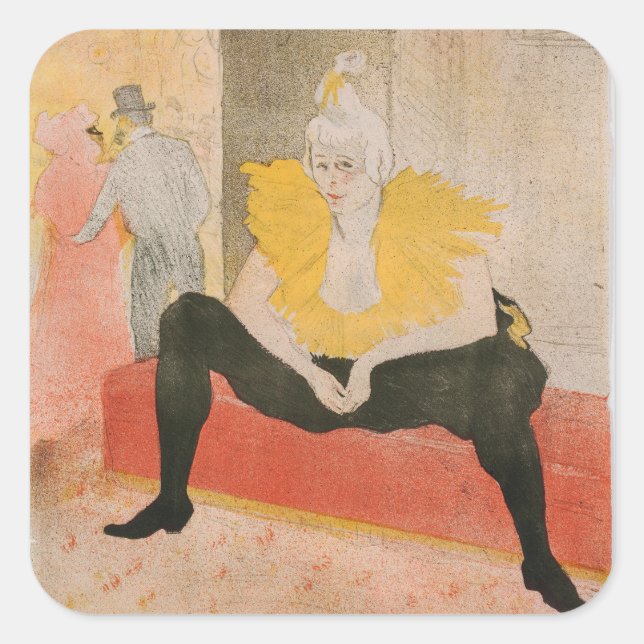 Toulouse-Lautrec - Mademoiselle Cha-u-kao Seated Square Sticker (Front)