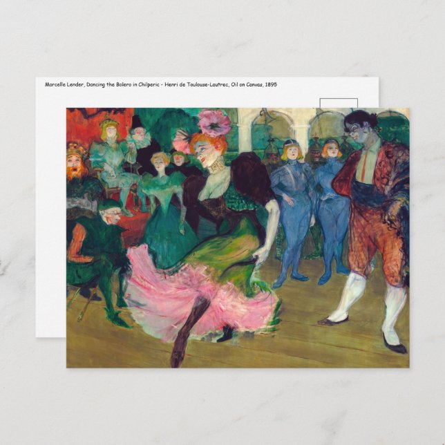 Toulouse-Lautrec - Marcelle Lender, Dancing Bolero Postcard (Front/Back)