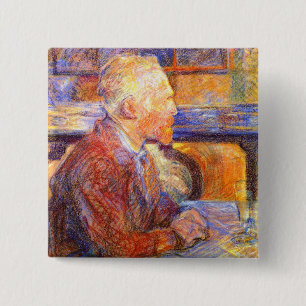 Toulouse-Lautrec Portrait of Van Gogh 15 Cm Square Badge