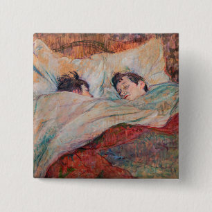Toulouse-Lautrec - The Bed 15 Cm Square Badge