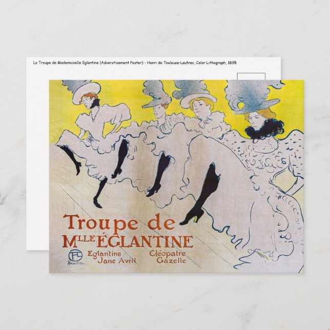 Toulouse-Lautrec - Troupe de Mlle Eglantine Postcard (Front/Back)