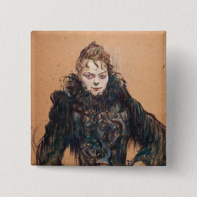 Toulouse-Lautrec - Woman with a Black Boa 15 Cm Square Badge (Front)