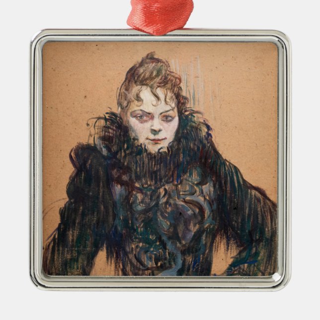 Toulouse-Lautrec - Woman with a Black Boa Metal Tree Decoration (Front)
